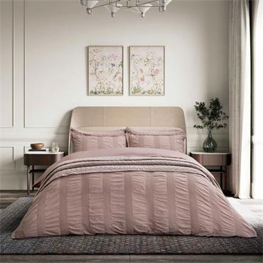 Bedeck Of Belfast Woven Waffle Stripe Pink Duvet Set