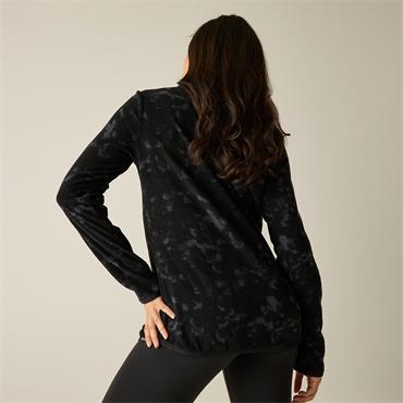 Margot 1/4 Zip Fleece Black Brushstroke Print