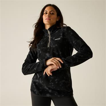 Margot 1/4 Zip Fleece Black Brushstroke Print