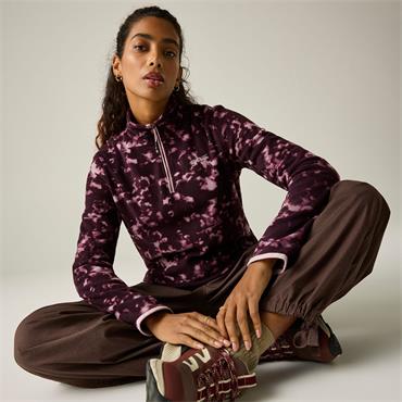 Margot 1/4 Zip Fleece Fig Brushstroke Print