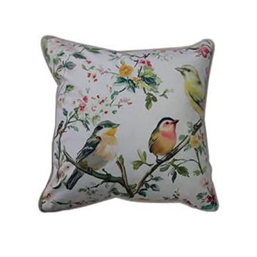 Fervor & Hue Velvet Cushion Vintage Garden Bird 45x45cm
