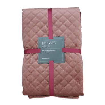 Fervor & Hue Quilted Velvet Rose Quartz Throw 270x130cm