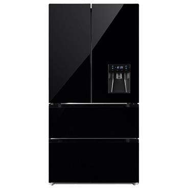 Powerpoint French Door Fridge Freezer Black Glass 91cm
