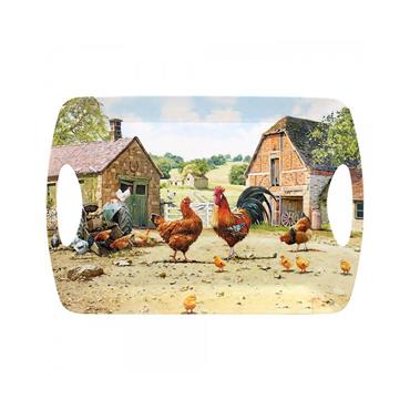 Cockerel And Hen Large Tray