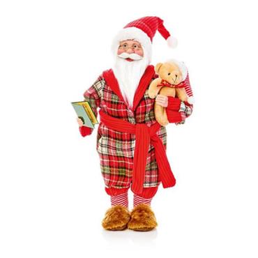 Premier Santa In Pyjamas And Teddy Bear 50cm