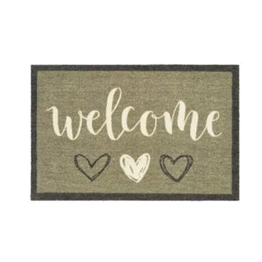 My Mat Indoor Welcome Hearts Sage Mat 50x75cm