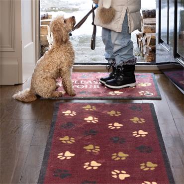 Hug Rug Wipe Your Paws Burgundy Runner 65x150cm