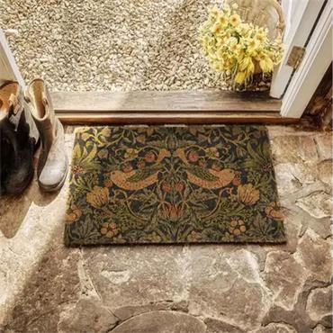Morris & Co Coir Strawberry Thief Navy Mat 45x75cm