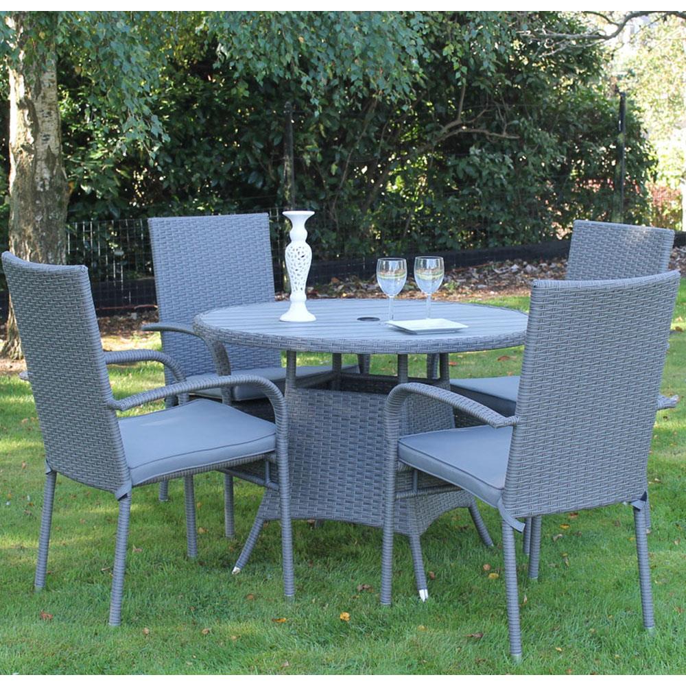 Rio Rattan 4 Seater Dining Set (Polywood Top) | Stakelums Home