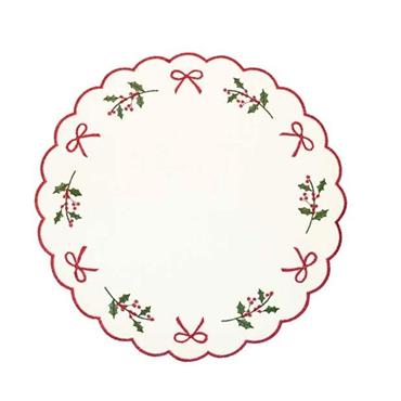 Scalloped Embroidered Bow Placemat