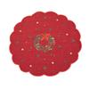 Scalloped Embroidered Wreath Placemat Red