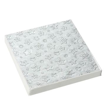 Embossed Silver Stars Paper Napkins 33X33cm