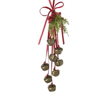 Christmas Bells Red Ribbon Hanger 45cm