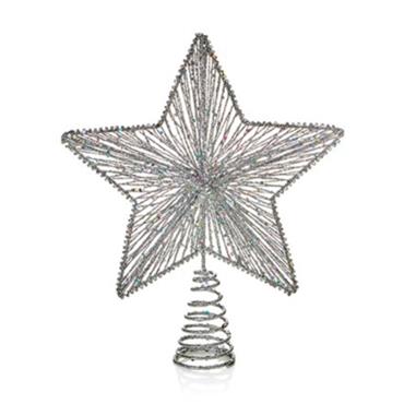 Premier Silver Glitter Star Tree Topper 30cm