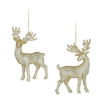 Premier Champagne Glittered Reindeer Hanging Decoration 12cm