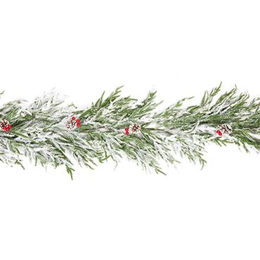 Premier Flocked Natural Touch Garland With Berries And Cones 2.7m