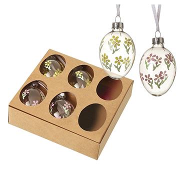 Floral Print Egg Decoration Set Of 6