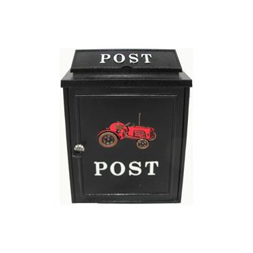 Cast Aluminium Post Box Tractor Red