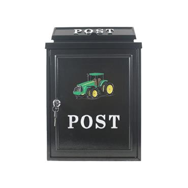 Cast Aluminium Post Box Tractor Green