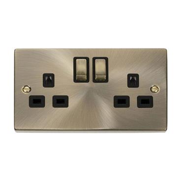 Click Deco Stainless Steel 2 Gang 13A Socket