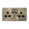 Click Deco Stainless Steel 2 Gang 13A Socket