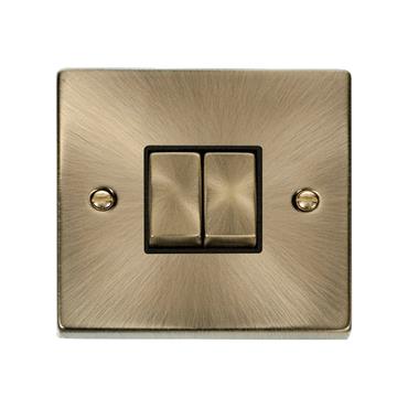 Click Deco Anitque Brass 2 Gang 2 Way 10A Switch