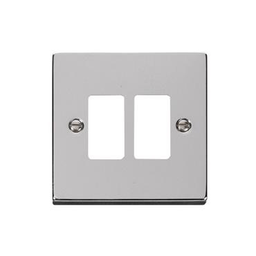 Click Deco Chrome Gridpro 2 Gang Frontplate