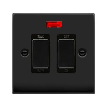 Click Deco Matt Black 20a Double Pole Bath-sink Switch