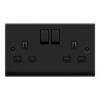 Click Deco Matt Black 2 Gang Socket