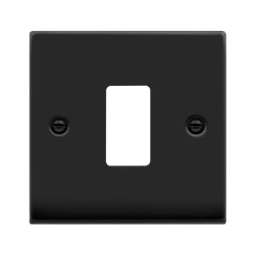 Click Deco Matt Black Gridpro 1 Gang Frontplate