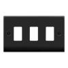 Click Deco Matt Black Gridpro 3 Gang Frontplate