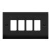Click Deco Matt Black Gridpro 4 Gang Frontplate