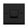 Click Deco Matt Black 10a 2 Gang Switch