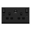 Click Deco Matt Black 2 Gang 13a A&c Usb Socket