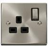 Click Deco Satin Chrome 13A Single Switched Socket