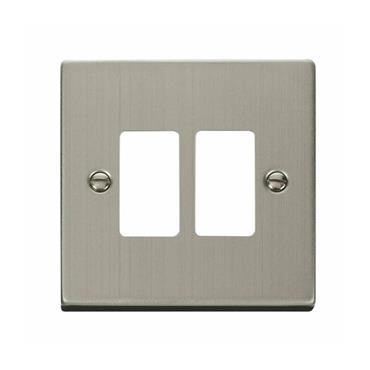 Click Deco Stainless Steel Gridpro 2 Gang Frontplate