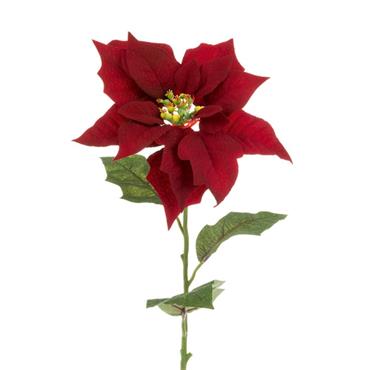Velvet Poinsettia Stem 75cm