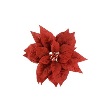 Poinsettia With Clip 27cm