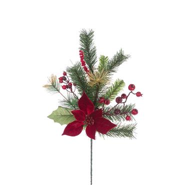 Poinsettia Berry Pine Spray