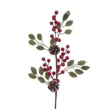 Holly With Berry & Pinecone Spray