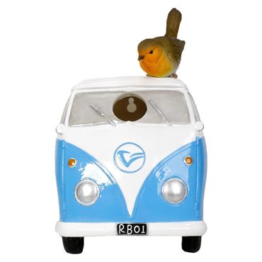 Vivid Arts Blue Camper Van Robin Birdhouse Ornament