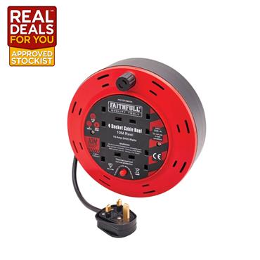 Faithfull Cable Reel 10a 10m 4 Sockets