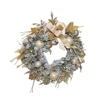 Luxury Snow Garland Bow & Baubles 1.8m