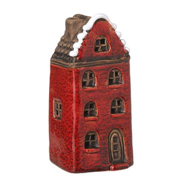 Heaven Sends Red Stoneware Led Rustic House