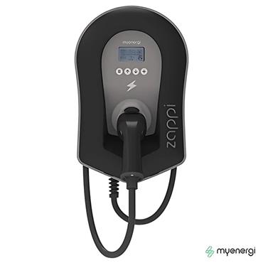 Zappi Ev Single Phase Tethered Car Charger 7kw Black
