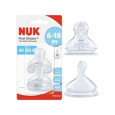 Nuk First Choice+ Flow Control Silicone Teat 6-18m - 2 Pack