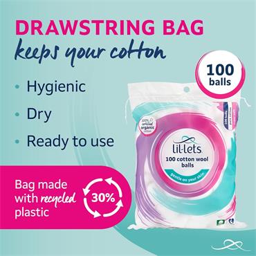 Lil-lets 100 Cotton Wool Balls
