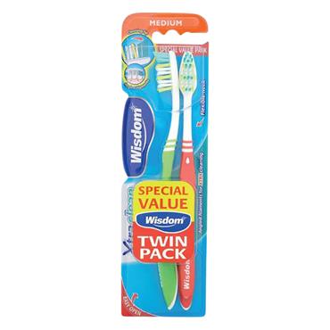 Wisdom Xtra Clean Medium Toothbrush Twin Pack 