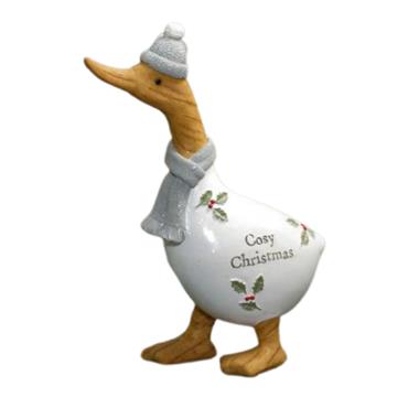 Cosy Christmas Duck White Resin