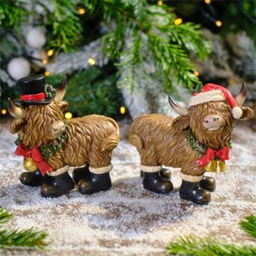 Christmas Resin Highland Cow